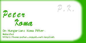 peter koma business card